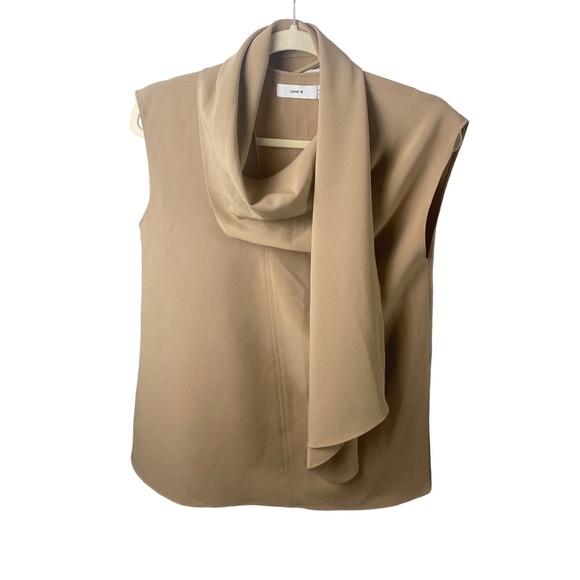 LANE JT Sleeveless top blouse w Shawl size M Medium Tan beige - Picture 5 of 12